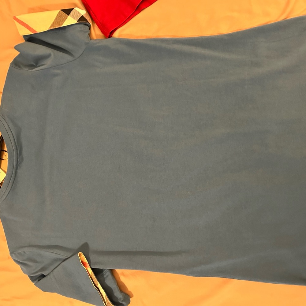 Women’s Burberry Shirt Medium (NEVER WORN) Blue 3/4 sleeve